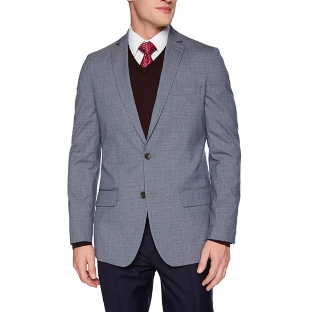 J.M. Haggar Men's Plaid Stretch Slim Fit Coat 44L